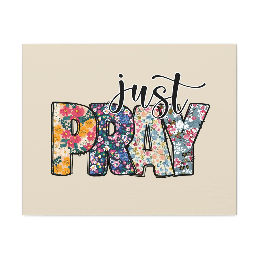 Scripture Walls Just Pray Floral Pastel Romans 12:12 Bible Verse Canvas